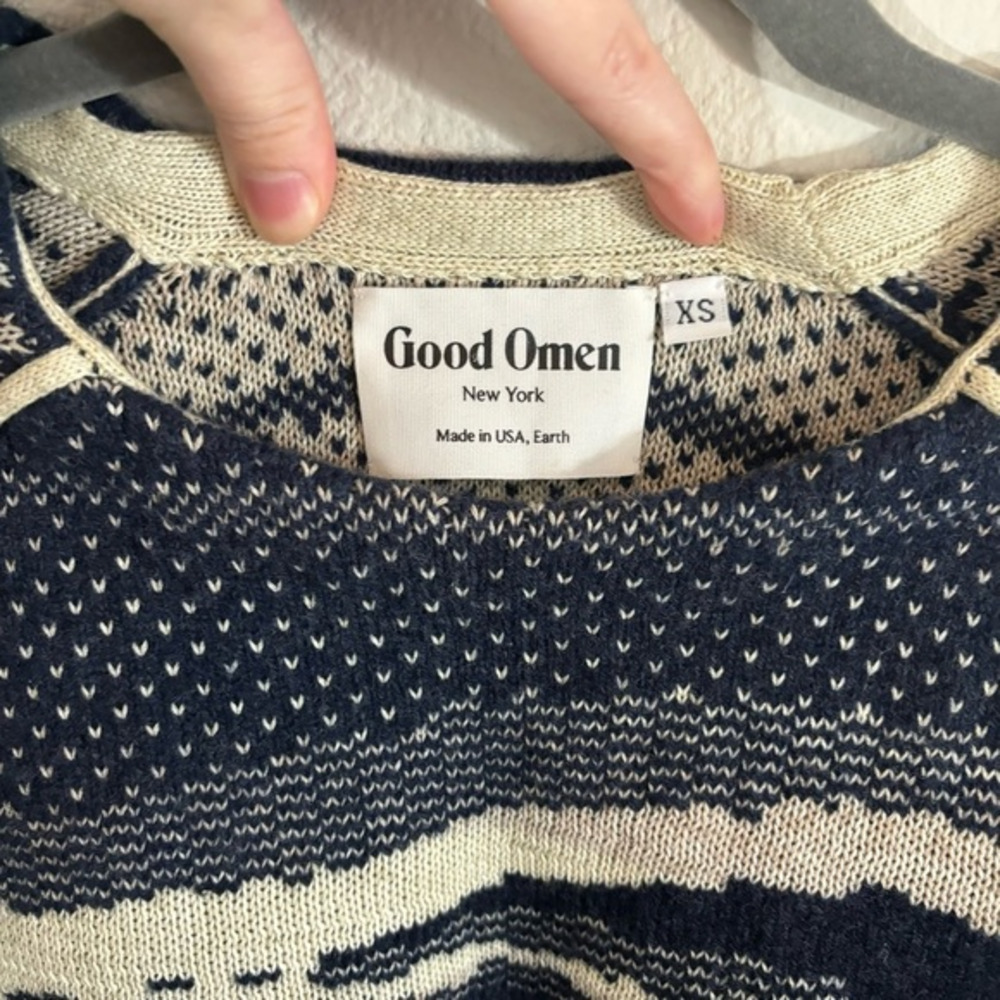 Good Omen Cotton Wool Blend Oversized Sweater Wide Sleeves Sz XS Bulky Cozy - Picture 6 of 8